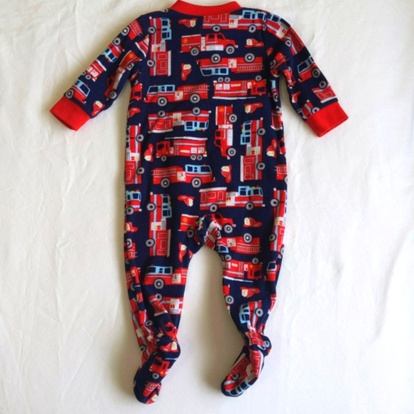 carter's firetruck fleece zipper footie sleeper pajamas 6 months baby boy - Picture 6 of 6